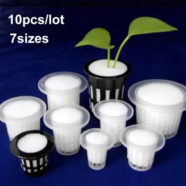 10PCS Hydroponic Planting Basket Soilless Cultivation Net Pots Plant Vegetable Growing Nursery Cup Sponge Fixator Container