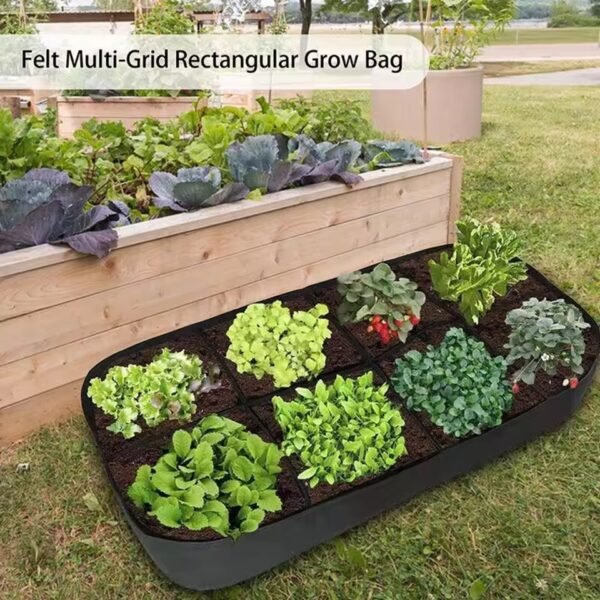 Garden Planting Bag Multi-gird Felt Growing Bag Rectangle Planting Nursery Pot Vegetable Tomato Potato Planting Container Plant