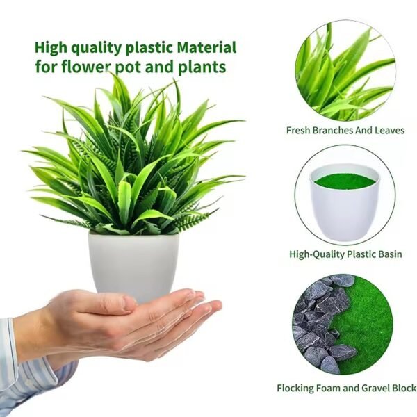 Artificial Plants with Plastics Pots Perfect Greenery for Home Decorations Office Desk Living Room and Bedroom Decoration