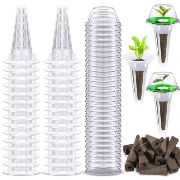 Hydroponic Garden Accessories Pod Kit Including Grow Baskets Transparent Insulation Lids Plant Grow Sponges Labels