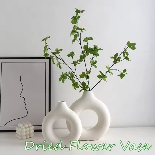 Imitation Ceramic Pure White Decorative Vase - Image 8