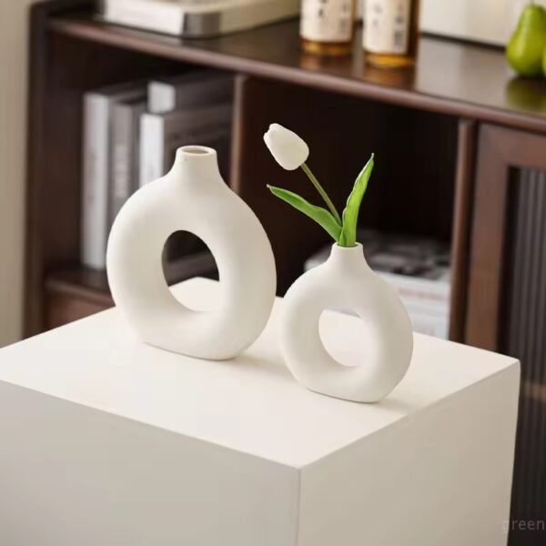 Imitation Ceramic Pure White Decorative Vase - Image 3