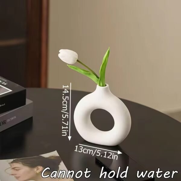 Imitation Ceramic Pure White Decorative Vase - Image 7