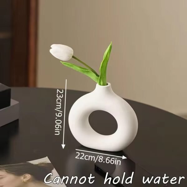 Imitation Ceramic Pure White Decorative Vase - Image 5